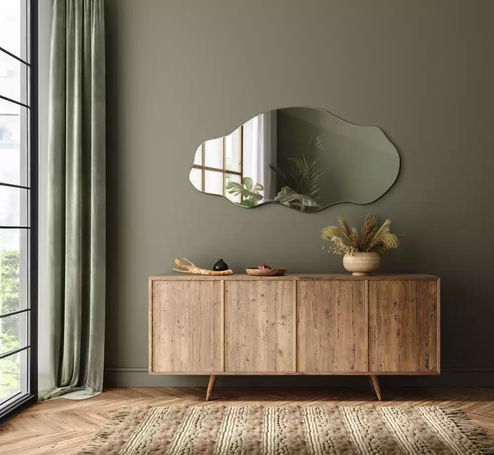 Szabálytalan tükör fal eredeti díszítése