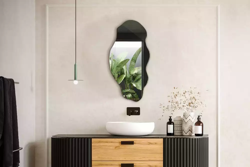 Szabálytalan tükör fal eredeti díszítése