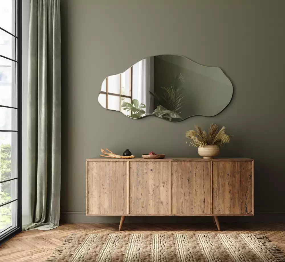 Szabálytalan tükör fal eredeti díszítése