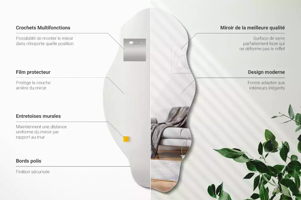 Szabálytalan tükör fal eredeti díszítése