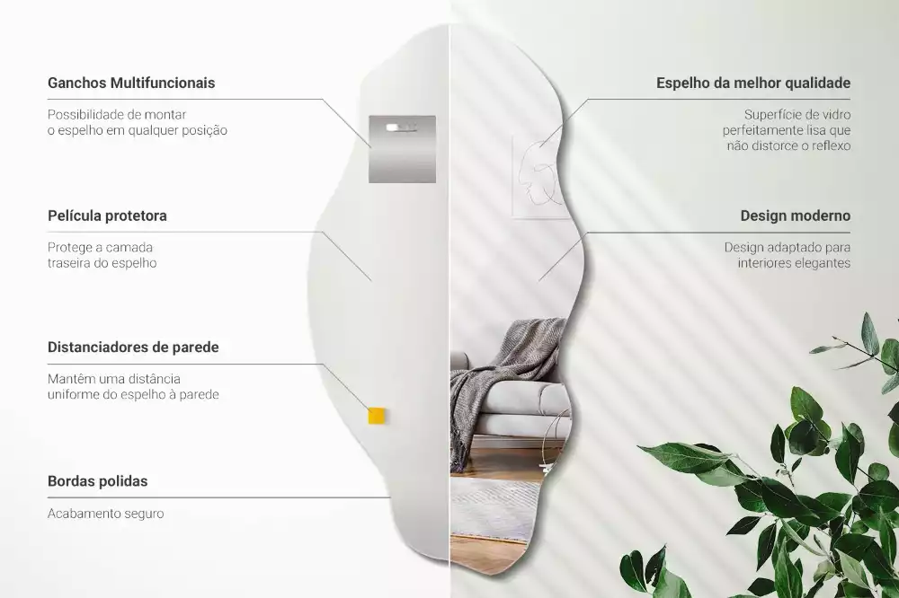 Szabálytalan tükör fal eredeti díszítése