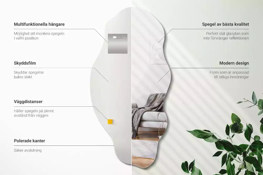 Szabálytalan tükör fal eredeti díszítése