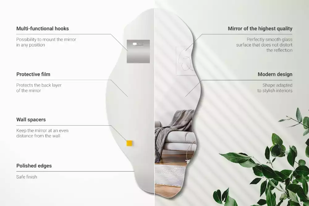 Szabálytalan tükör fal eredeti díszítése