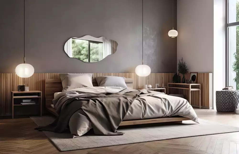 Szabálytalan tükör fal eredeti díszítése