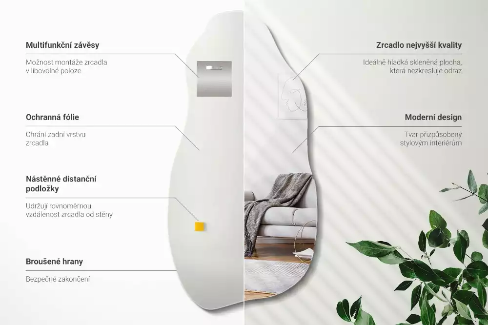 Aszimmetrikus forma tükör lógó folt