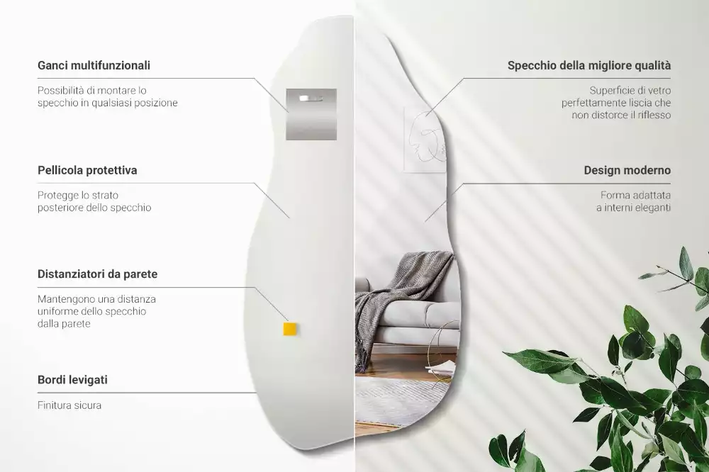 Aszimmetrikus forma tükör lógó folt