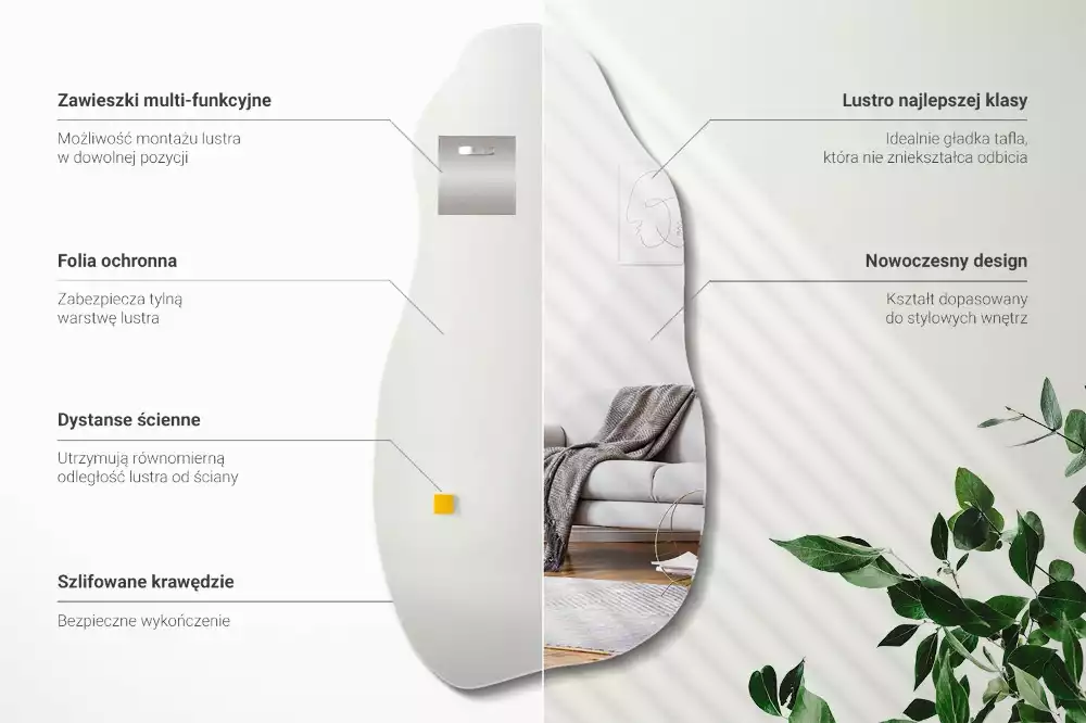 Aszimmetrikus forma tükör lógó folt