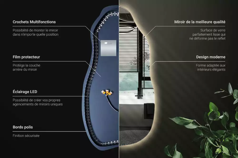 Organikus tükör led világítással elegáns