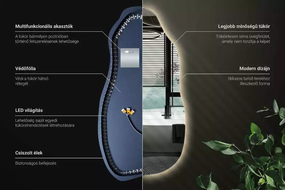 Organikus tükör led világítással elegáns