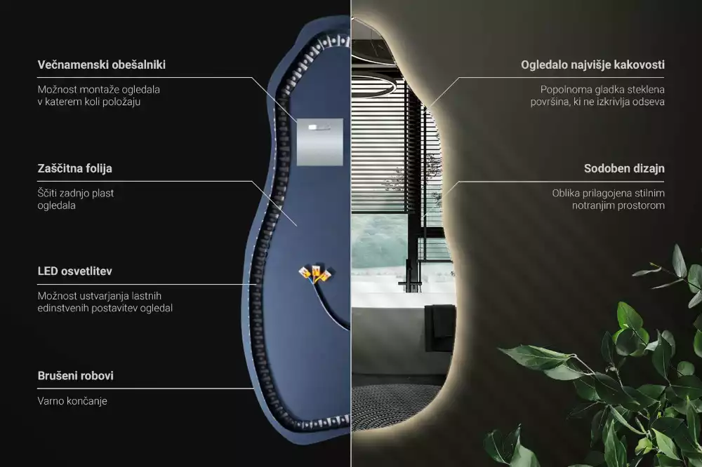Organikus tükör led világítással elegáns