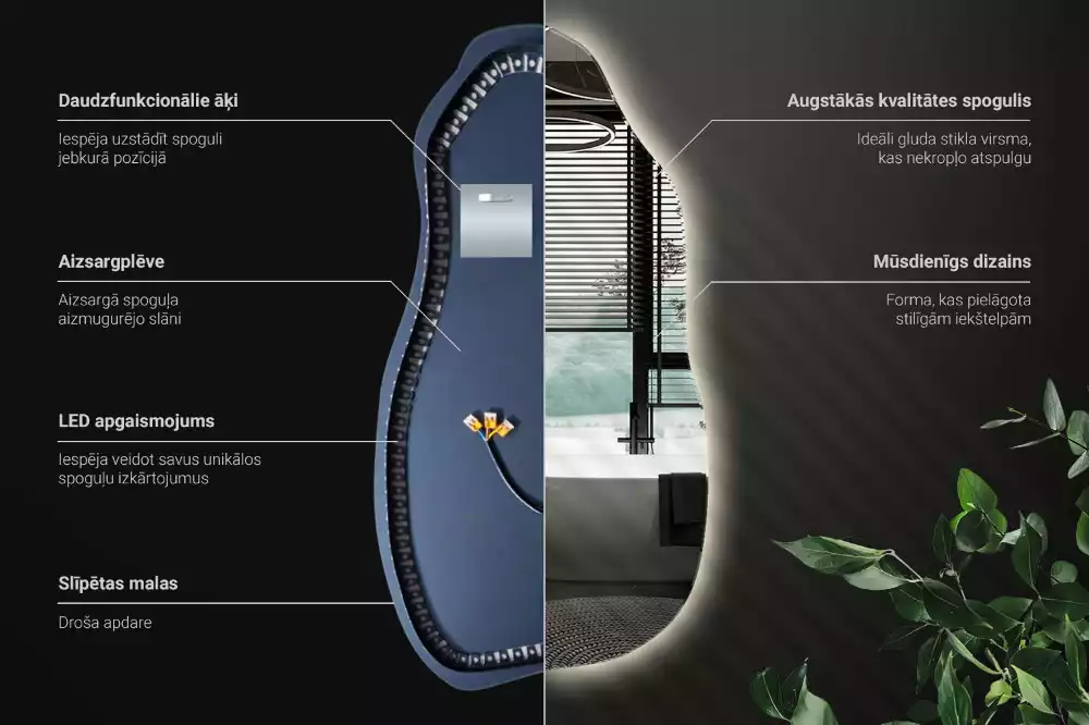 Organikus tükör led világítással elegáns
