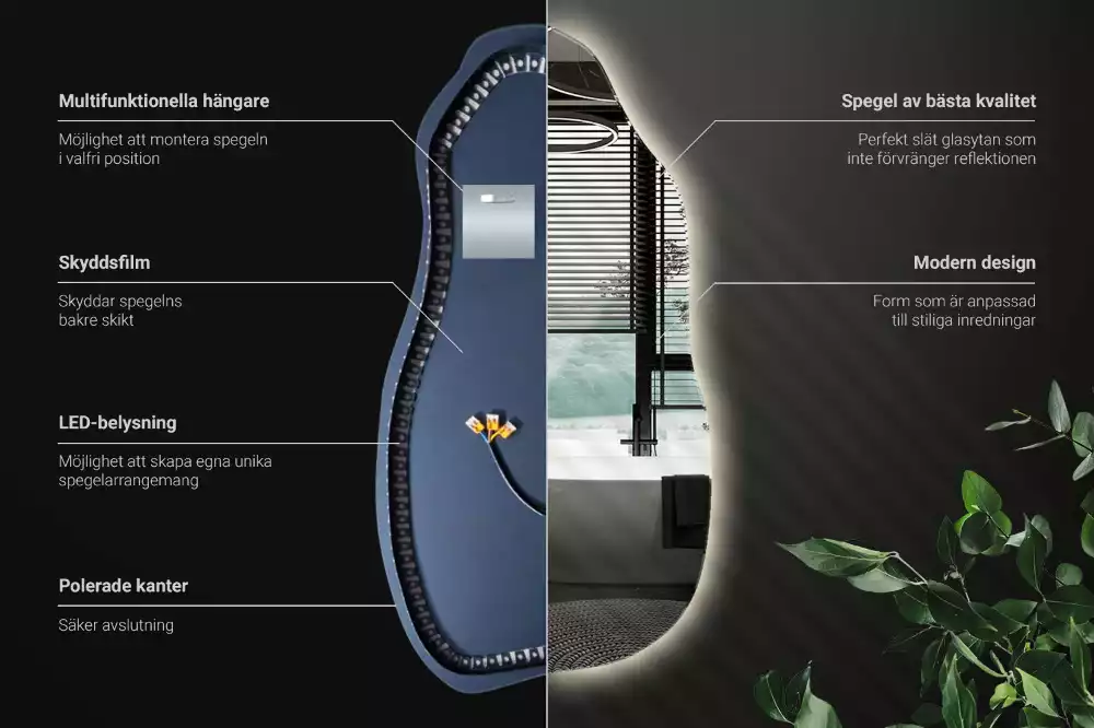 Organikus tükör led világítással elegáns