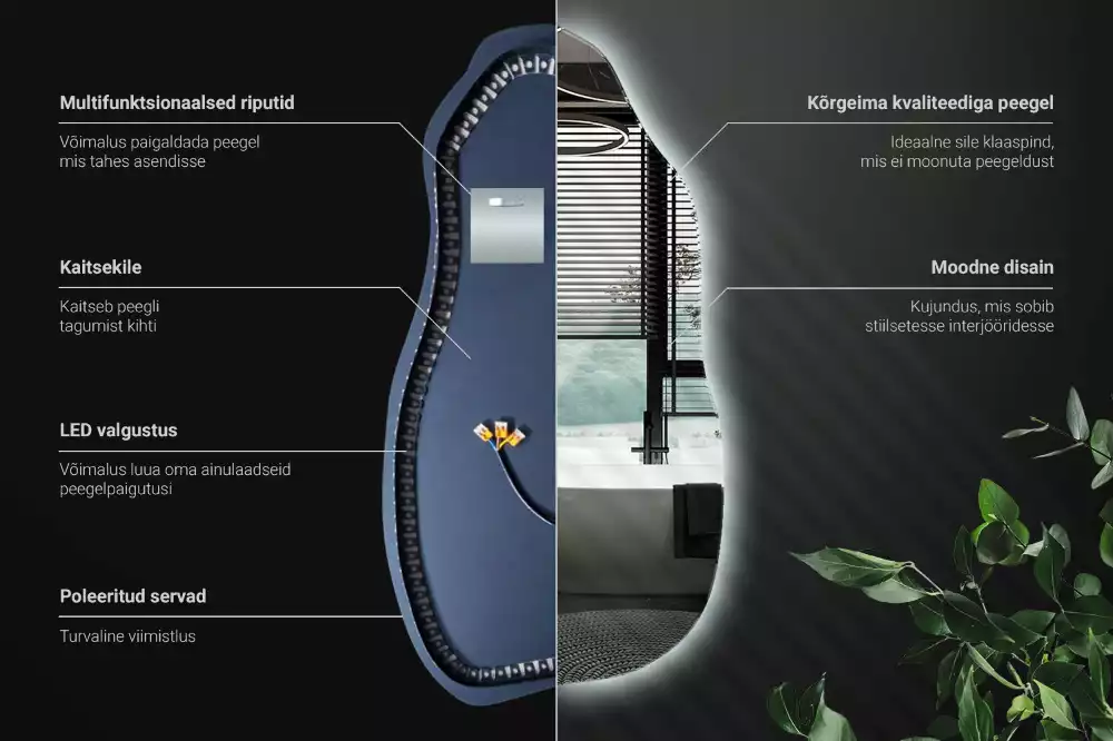Organikus tükör led világítással elegáns