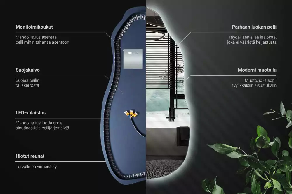 Organikus tükör led világítással elegáns
