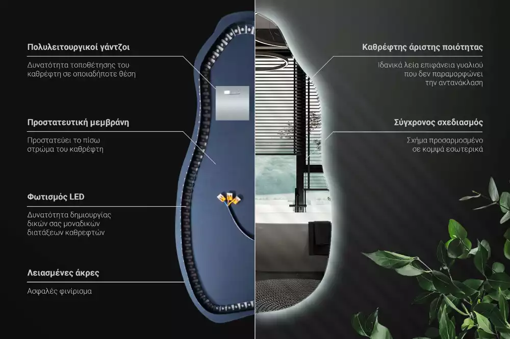Organikus tükör led világítással elegáns