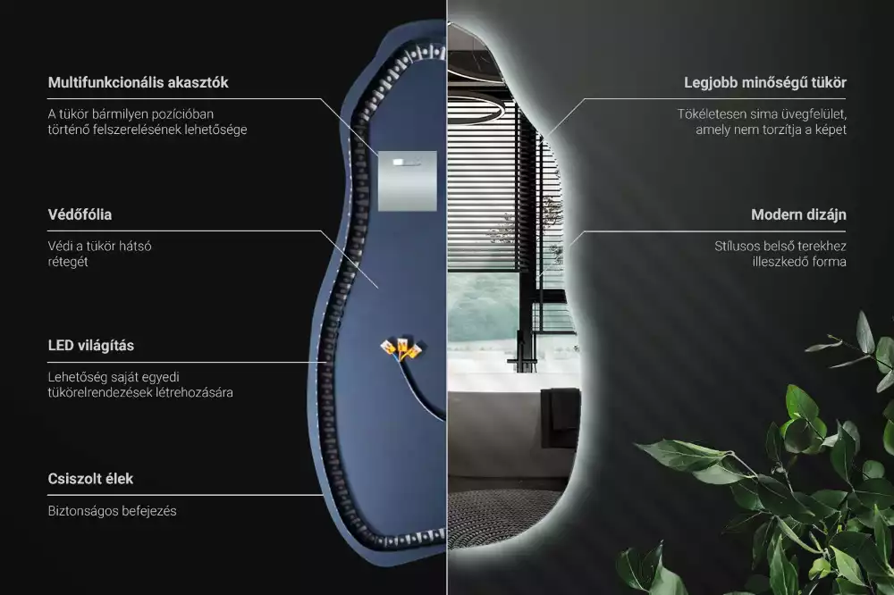 Organikus tükör led világítással elegáns