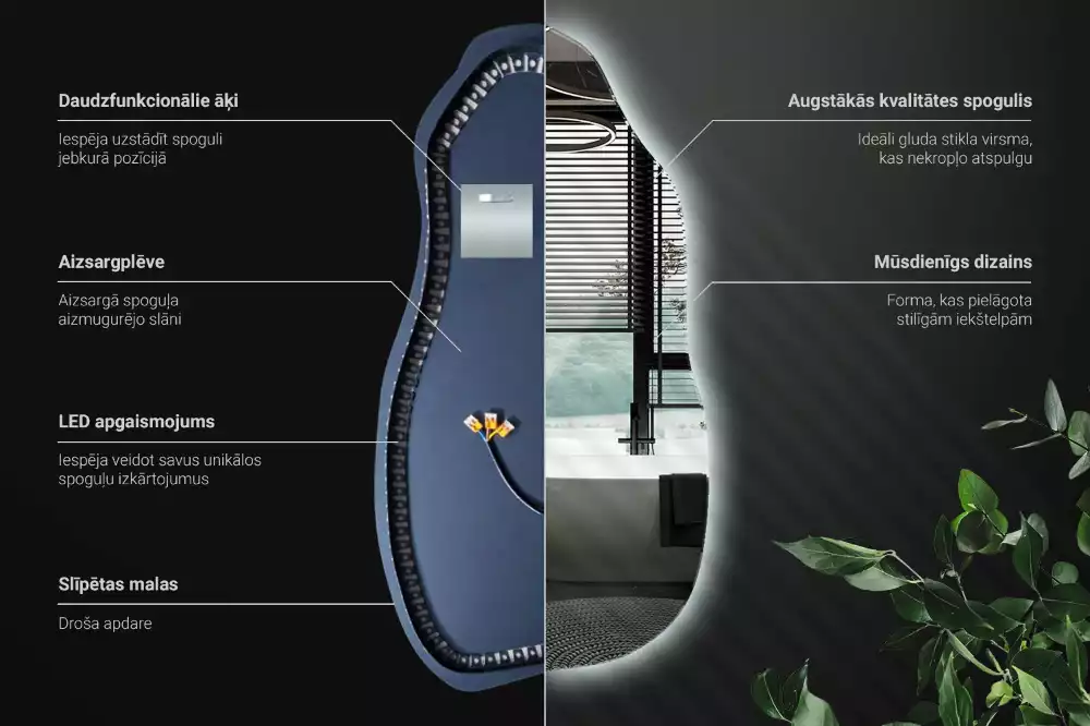 Organikus tükör led világítással elegáns