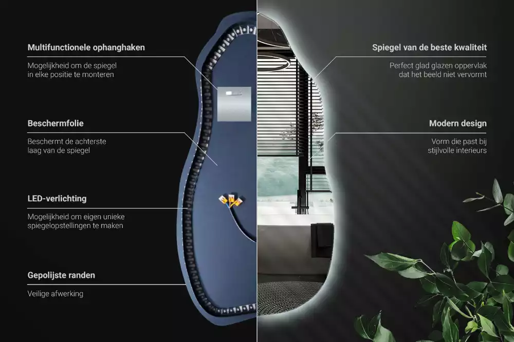 Organikus tükör led világítással elegáns