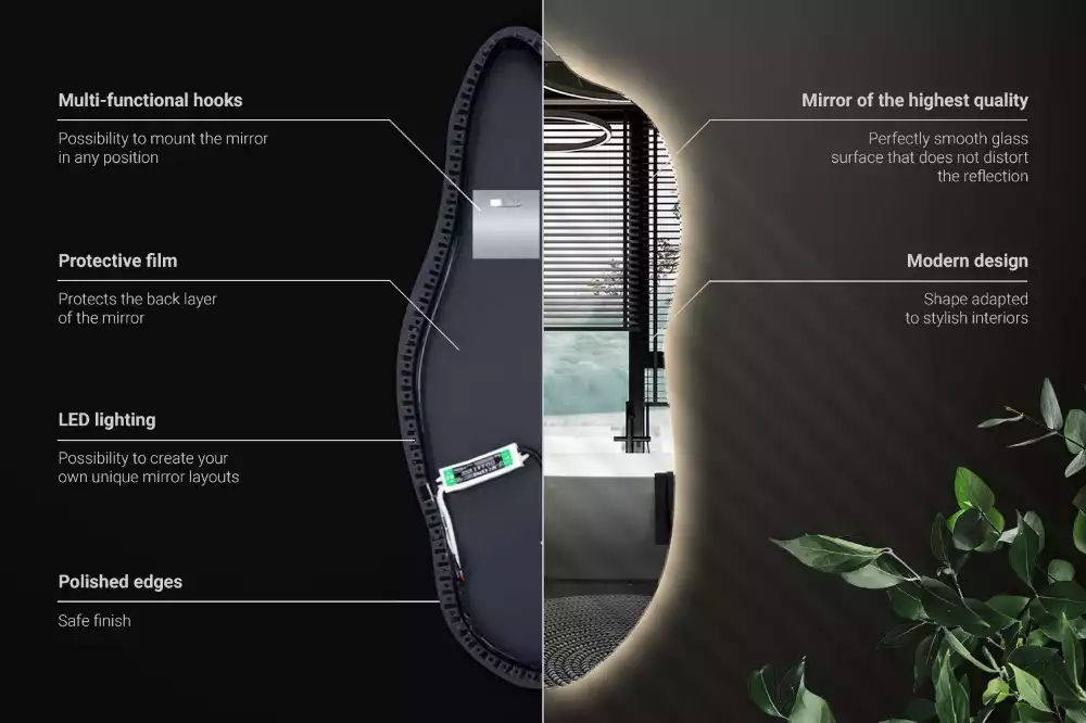 Stílusos tükör led világítással