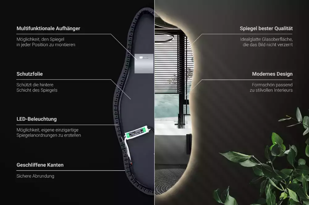 Stílusos tükör led világítással