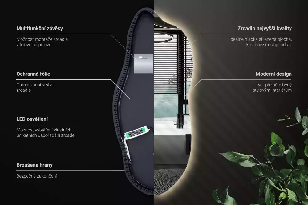 Stílusos tükör led világítással