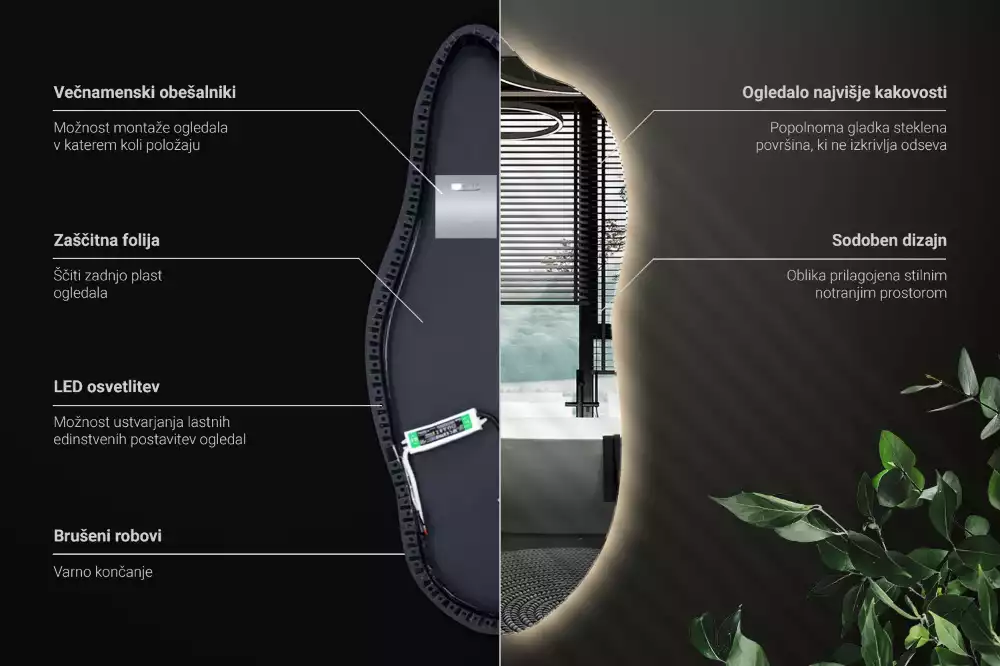 Stílusos tükör led világítással