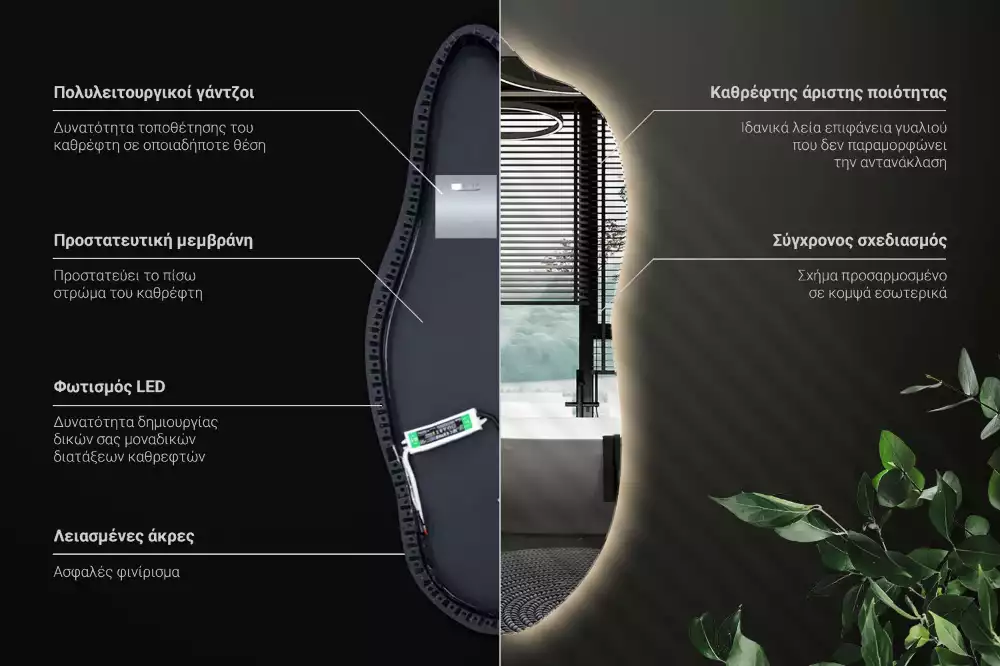 Stílusos tükör led világítással