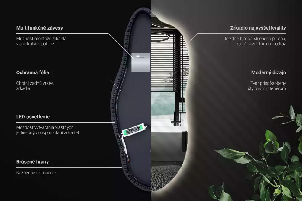 Stílusos tükör led világítással
