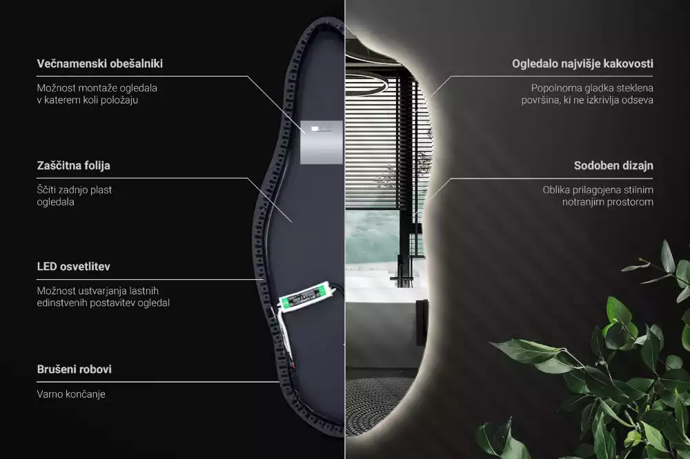 Stílusos tükör led világítással