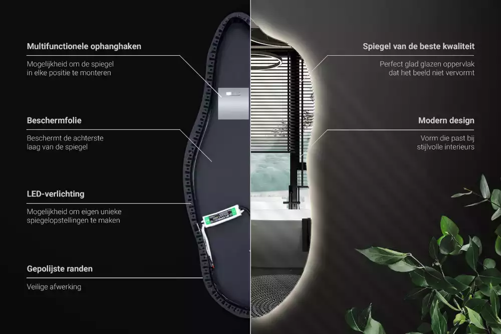 Stílusos tükör led világítással