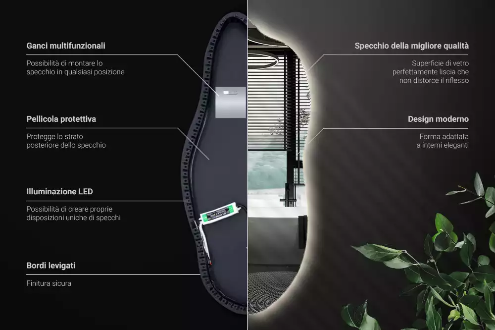 Stílusos tükör led világítással
