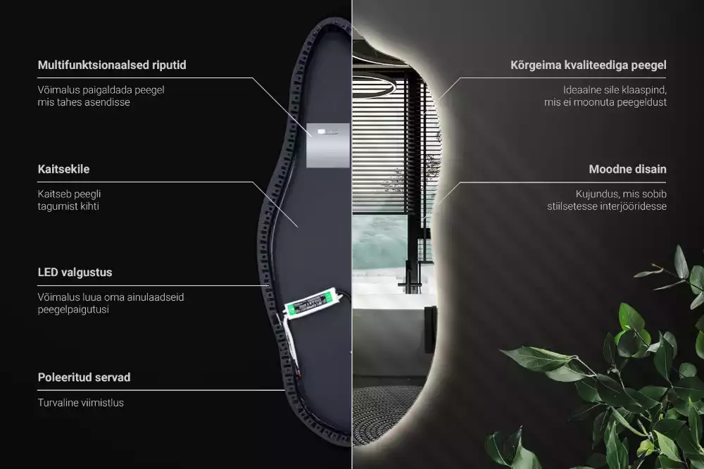 Stílusos tükör led világítással
