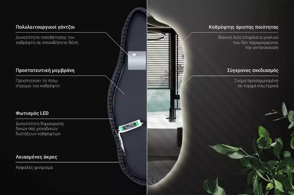 Stílusos tükör led világítással