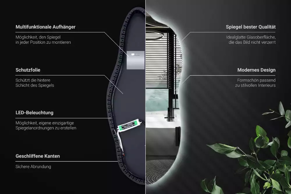 Stílusos tükör led világítással