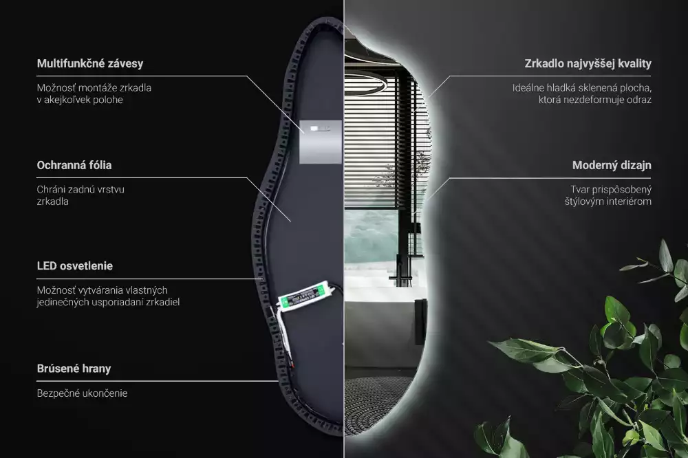 Stílusos tükör led világítással