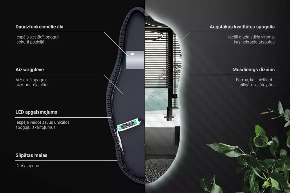 Stílusos tükör led világítással
