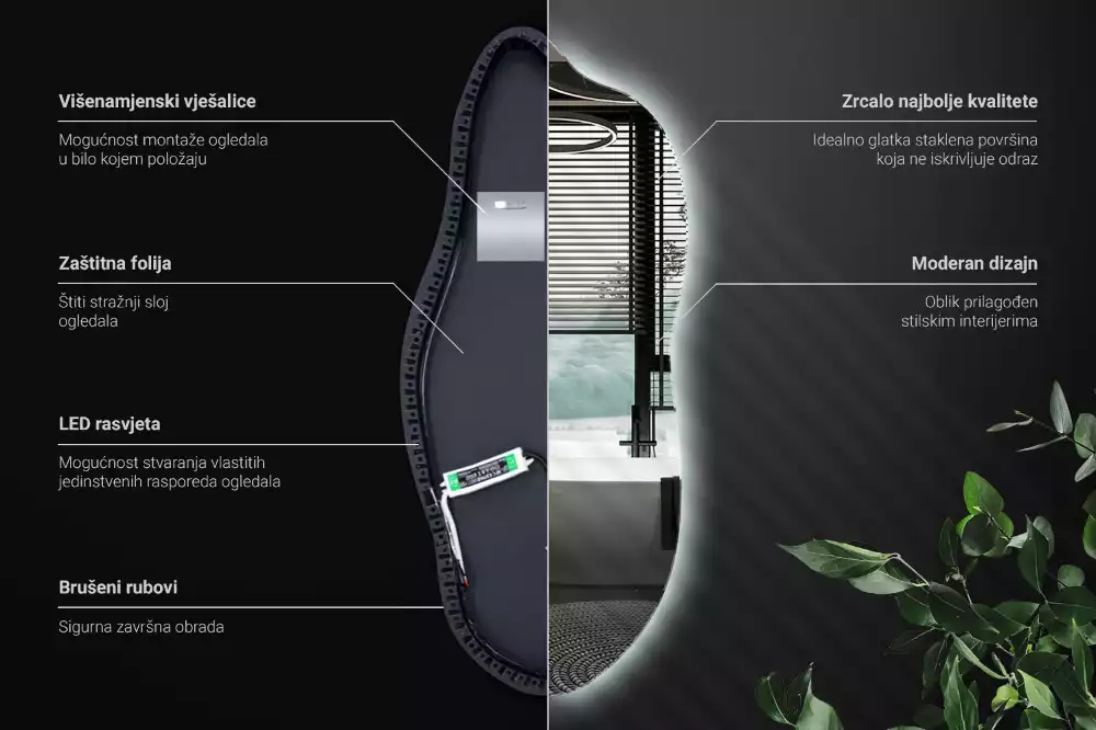 Stílusos tükör led világítással