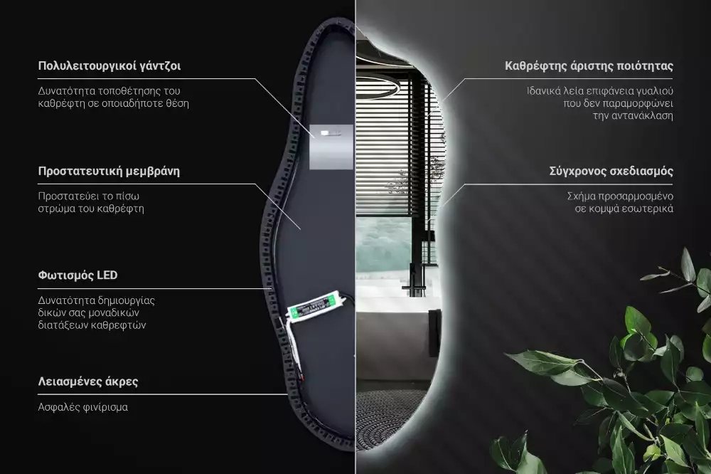 Stílusos tükör led világítással