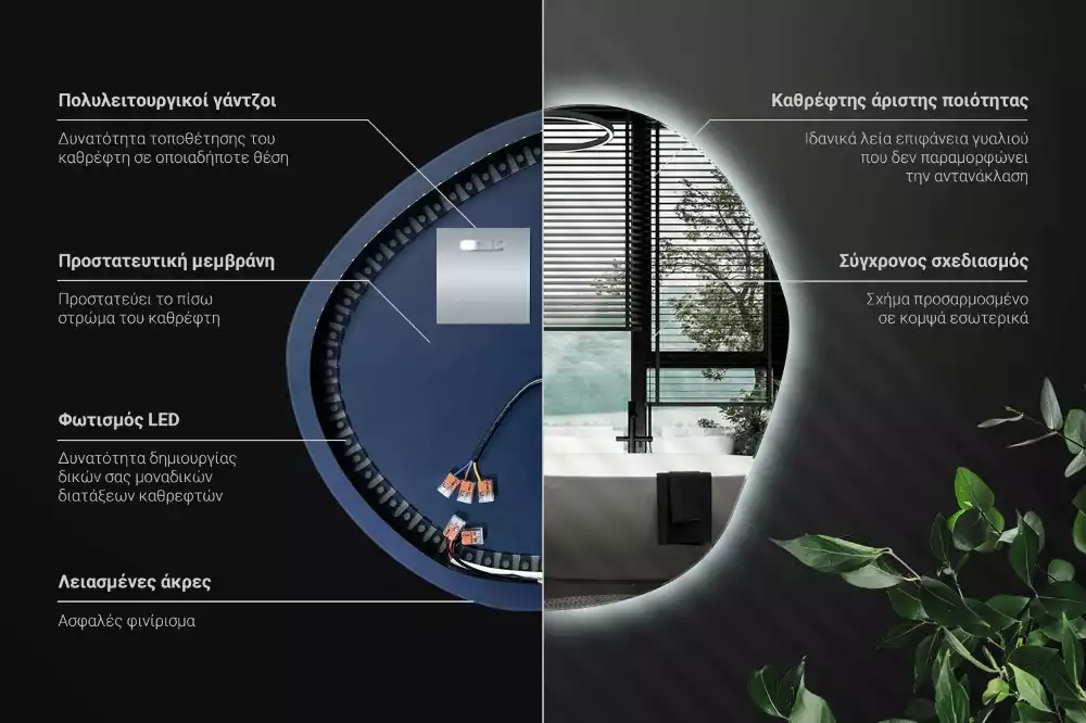 Szabálytalan ledes tükrök felhő alakú