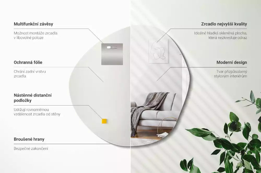 Egyedi alakú tükör felhő