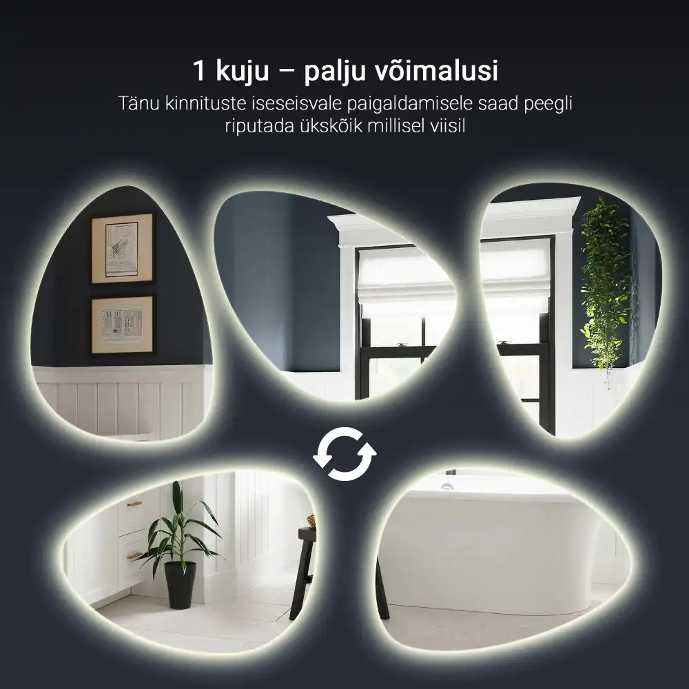 Tojás formájú tükör fali LED világítással