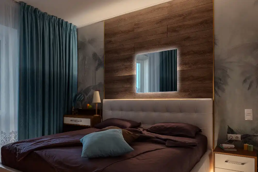 Négyzet alakú tükör modern LED