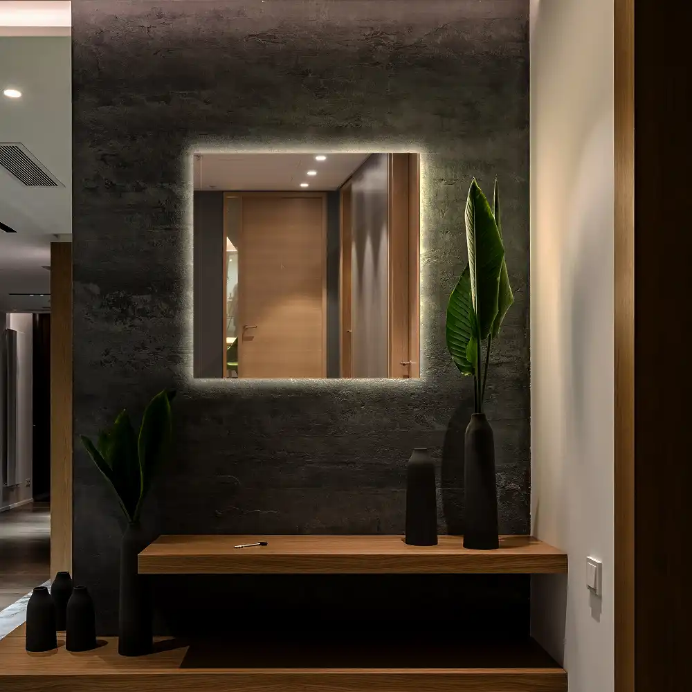 Négyzet alakú tükör modern LED