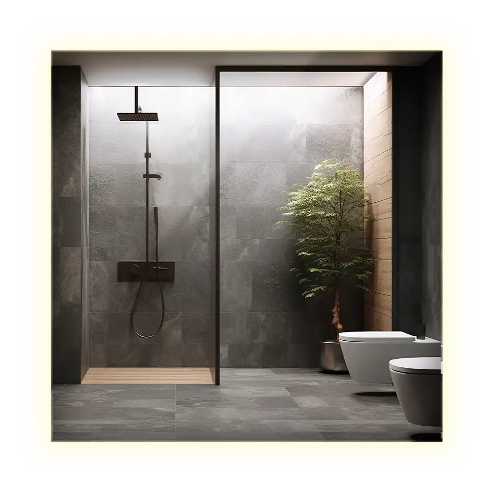 Négyzet alakú tükör modern LED