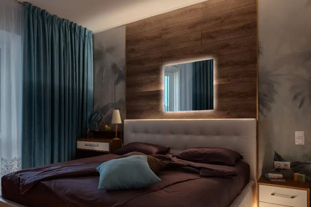 Négyzet alakú tükör modern LED