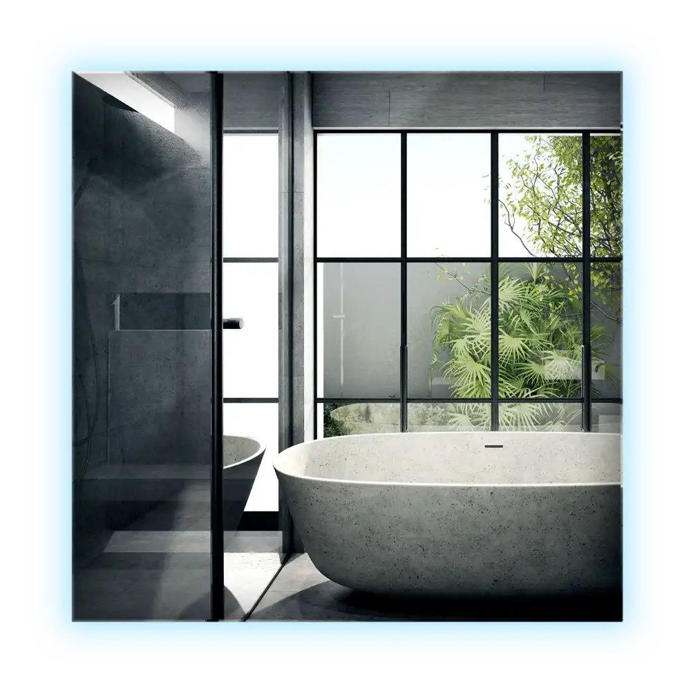 Négyzet alakú tükör modern LED