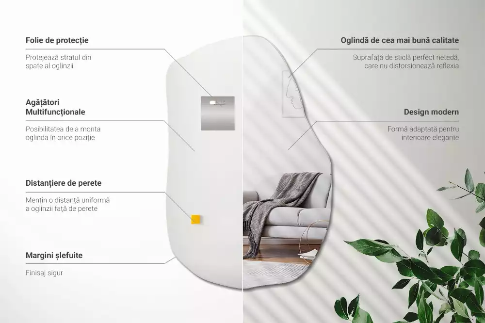 Furcsa forma tükör divatos akcentus