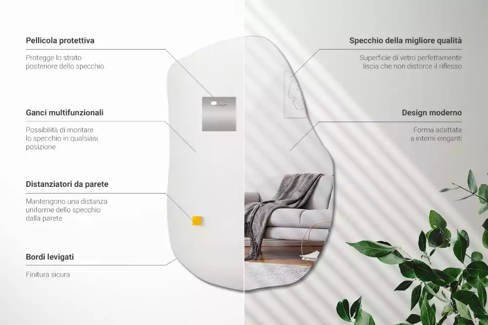 Furcsa forma tükör divatos akcentus