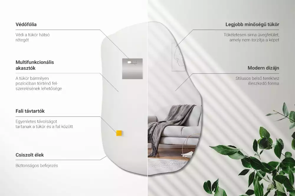 Furcsa forma tükör divatos akcentus