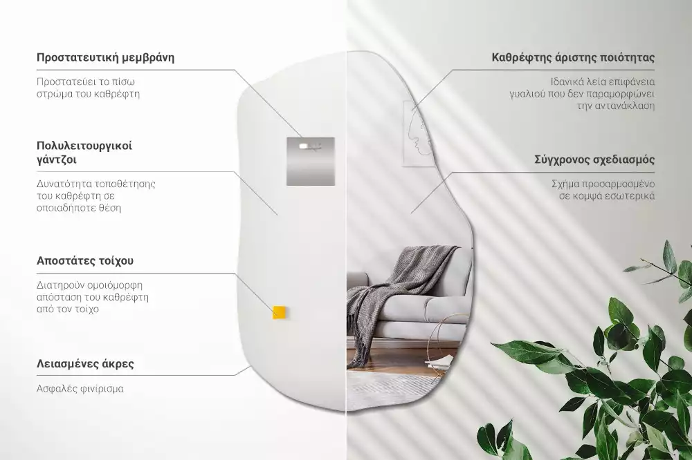Furcsa forma tükör divatos akcentus